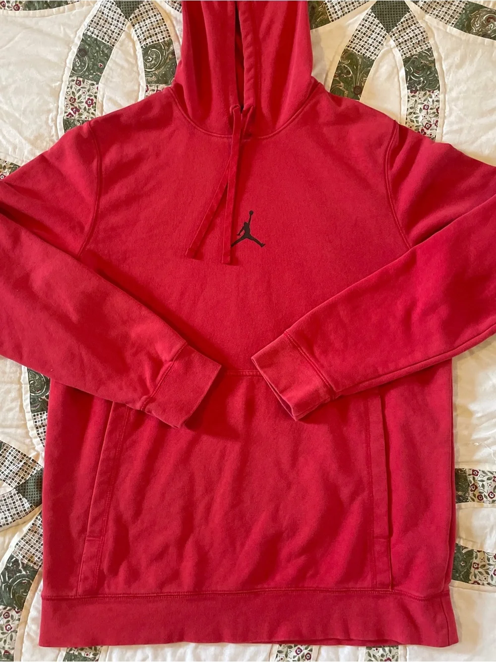 Jordan Red Hoodie with Black Center Jumpman Logo Medium Sporty Casual School